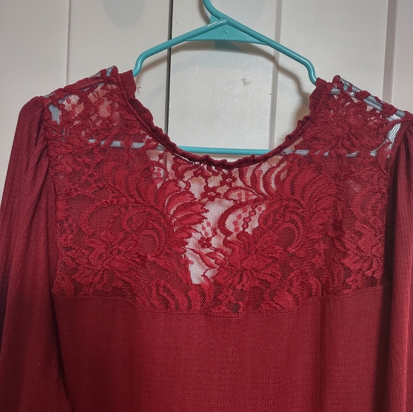 Torrid 3X red babydoll jersey lace top plus size blouse NWT buttons - Picture 5 of 9